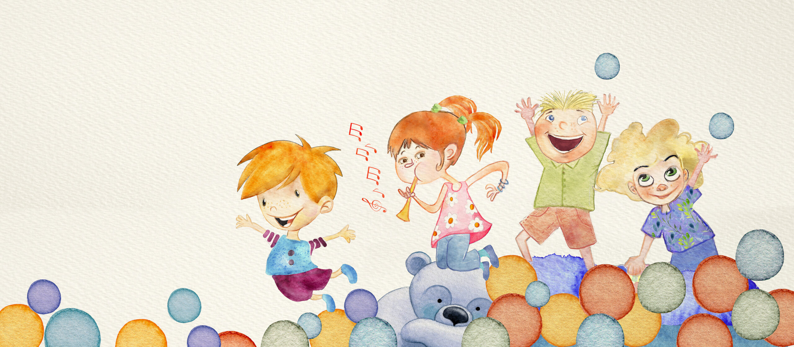 Happy children background. Watercolor