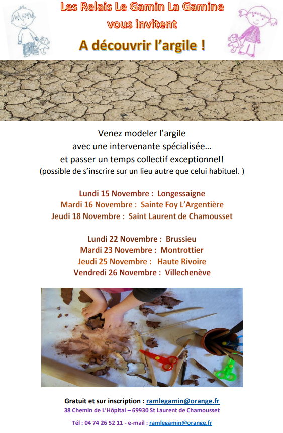 affiche argile, nounou, assistante maternelle 69, saint laurent de chamousset, monts du lyonnais nounou, assistante maternelle 69, saint laurent de chamousset, monts du lyonnais